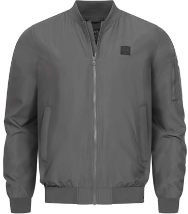 Indicode Herren INMaxim Bomberjacke mit Stehkragen & Reißverschluss | Übergangsjacke für Männer Dk Grey, XXL
