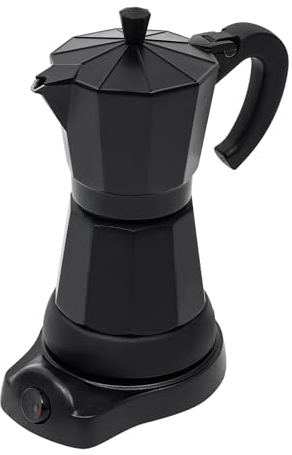 MZZBHQU Caffettiera Elettrica Caffettiera Espresso 6 Tazze Moka Brocca Nero Alluminio
