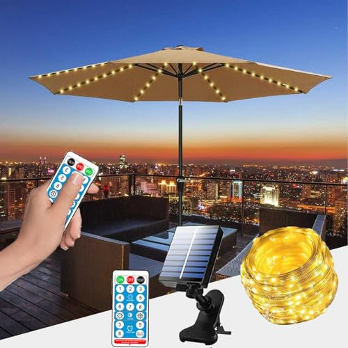 Lampes solaire pour parasol Avec télécommande, Lampe LED 8 modes LED, étanche IP65, Lampes solaires parasol extérieur Pour Tente de Plage, Camping, Décoration de Fête deJardin