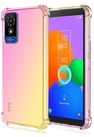 Topme Phone Case for TCL 501 (6 Inches), Soft TPU Silicone Transparent Color Gradient Mobile Phone Case - Pink Gold