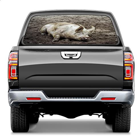 Abzeichen-Emblem auf meinem Pickup, LKW, LKW, SUV, Auto-Umwandlungs-Heckscheibenaufkleber, Sau, Tier, Vieh, schmutziges Schlammschwein, Pickup-Autofensteraufkleber, 65 x 22 Zoll/165 x 56 cm, perforier