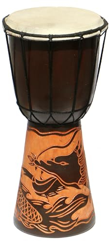 Wogeka - 40 cm Djembe - Bongo mit Carving geschnitzt Drache als Geschenk-Idee Afrika Style Drum Trommel 23