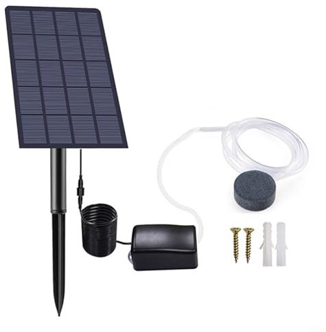 HEIBTENY 2,5-W Solar Sauerstoffpumpe Fischbelüfter Solar Teichbelüfter mit akku für Teich Teichbelüfter Solar Aquarium Sauerstoffpumpe, IP65 Wasserdicht 15 x 9,5 cm