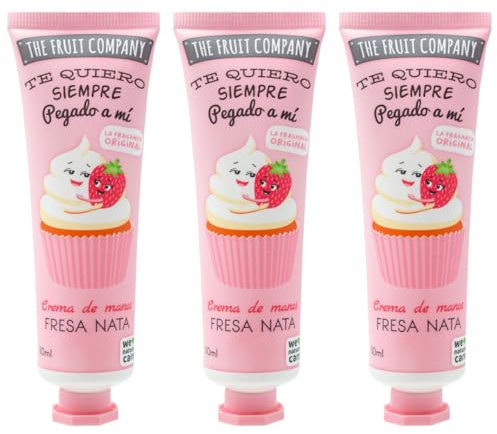 The Fruit Company Crema de Manos Fresa Nata Pack de 3ud con Aloe Vera y Camomila 50ml