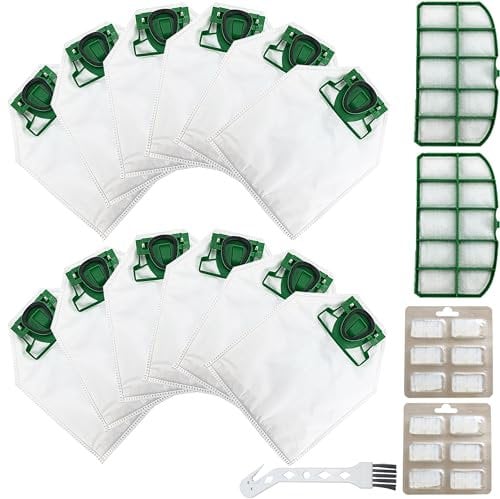 Arcets Kit 12 Sacchetti compatibile per Folletto VK200 VK220S FP 220 FP 220S | 12 Sacchetti Aspirapolvere Microfibra a 5 Strati con 2 Filtro Motore e Spazzolino