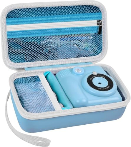 Grapsa Kinderkamera Sofortbildkamera Tasche für GREENKINDER/für Hangrui/für CalineGam/fü Korffe Instant Camera, Digitalkamera Schutzhülle Tragetasche Halter für Druckpapier (nur Hülle)- Blau