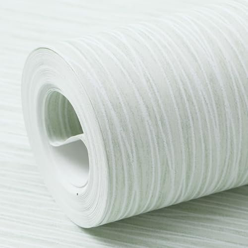 Mix Plain Stripe Textured Thick 3D Embossed Modern Minimalist Wallpaper Roll - Striped Flocking Wallcoverings, No Match Irregular Stripes for Bedroom, Living Room, Lounge - Light Green