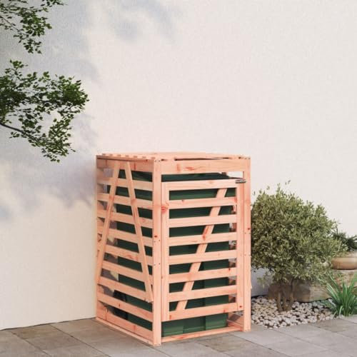 Cache-poubelles en bois massif Douglas - 84 x 90 x 128,5 cm - Bonne ventilation - Extensible et flexible - Montage de porte flexible