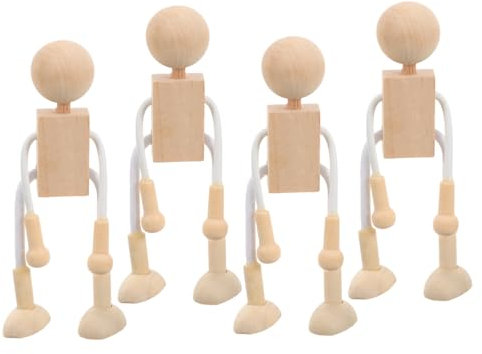 IWOWHERO 28 Stk Unfertige Puppen selber machen Blanko-Peg-Puppen Puppen Freunde Spielzeug Basteln Sie eine leere Stiftpuppe robotock DIY-Peg-Puppe formbarer Roboter aus Holz Bambus
