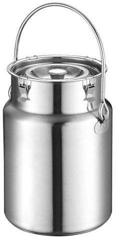 DECAKE Bidon à Lait en Acier Inoxydable 304, Seau à Huile épaissi, Baril de Rangement de Cuisine, conteneur de céréales de Riz avec Couvercle à poignée pour liquides et Solides, 5 L