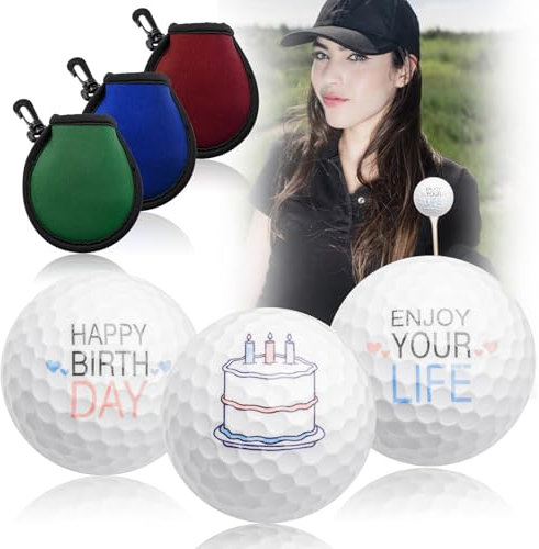 Golfbälle, Golf Geburtstags Geschenke für Golfer, Geschenkidee für Golffans, Golfspieler Geschenk mit Happy Birthday Motiv, lustige Golf Geburtstagsgeschenk, 3 Einheit in Standardgröße (Englisch)