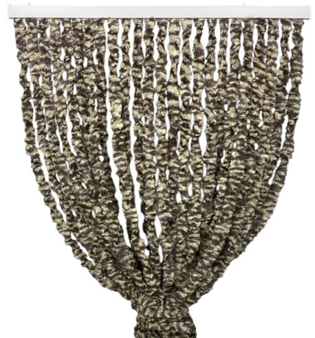 Tex family Tenda in Ciniglia Bicolore Beige e Marrone Soffio - Protezione Insetti, Semitrasparente, Facile Montaggio - Cm. 140x240