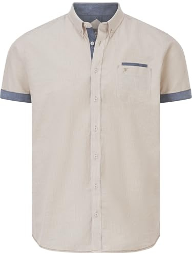 Jan Vanderstorm Herren Kurzarmhemd Milos | in strukturierter Leinen-Optik | Button-Down-Kragen | kurzärmliges Chambray-Hemd aus 100% Baumwolle | große Größen L-7XL