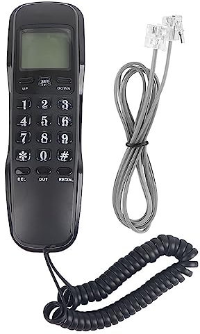 Mtlavish Wandtelefon mit Dual Caller ID -System und LCD -Display ideal für Home Office und Hotel Schwarzweißrote ca. 285 g 19 5 mal 6 x 5 cm (Schwarz)