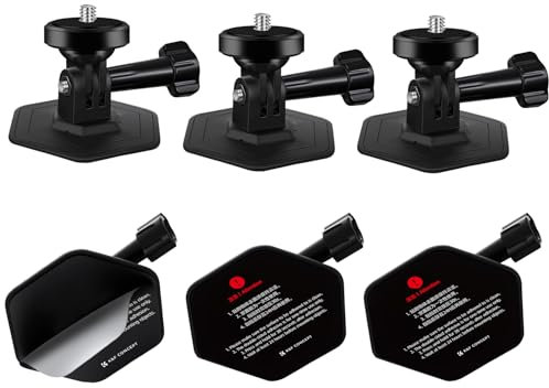 K&F Concept 3-pack Flexible Adhesive Helmet Mount use Genuine 3M for GoPro Hero13/12/11/10/9/8 Max DJI Action 5 Pro 4 3 Insta360 X5 X4 X3 Ace Pro 2 Sports Camera Accessories Flat Curved Surfaces