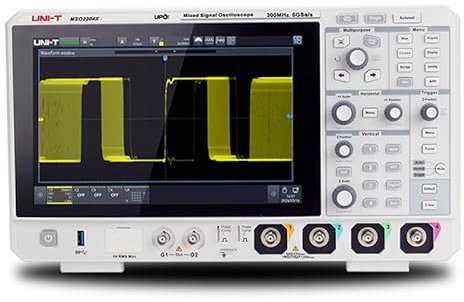 UNI-T MSO2304X Mixed Signal Oszilloskop, 300MHz Bandbreite, 4 analoge + 16 digitale Kanäle, 5GSa/s Abtastrate, 100Mpts Speichertiefe, 2.000.000 wfms/s, optionaler 50MHz Zweikanal-Wellenformgenerator