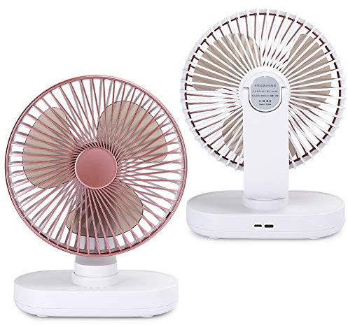 POENVFPO Office Fan USB Mini Mini Portable Fan Rechargeable for Home Office, Compact Charging for White Use (Rose Gold)