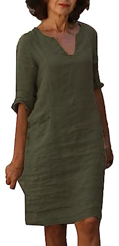 Robe Ete Femme Qui Cache Le Ventre en Jeans Droite Mi Longue Col V Été Grande Taille Tshirt Fluide Hawaienne Mi-Longue Boheme Chic Bohème Jupe Orange Noire Blanche Et Elegant #