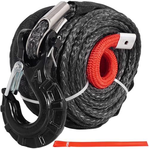 3/8x92' Kit de Câble Synthétique Pour Treuil (Noir et Rouge, 3/8x92')
