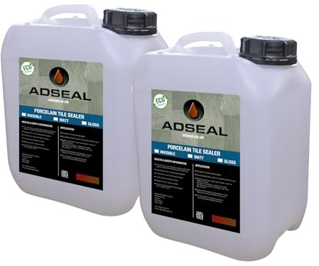 AdSeal Porcelain Tile Sealer Gloss Finish, Wet Look, Suitable for most Natural Stone paving such as Sandstone, Yorkstone, Porcelain, Etc. (Clear, Medium)