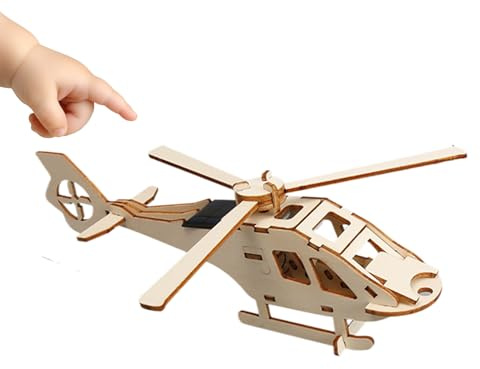 Hubschrauber-Set - Holzspielzeug 24 x 8 x 7 cm, pädagogisches Flugzeug, experimentelles Wissenschaftsmodell mit solarbetriebenem Handwerk | Kreative MINT-Aktivität für Kinder, Klassenlernen,