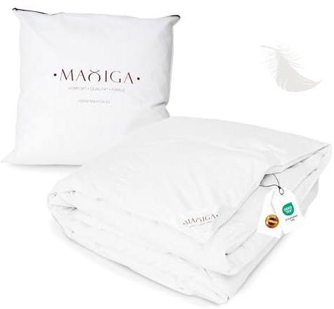 maxiga Ganzjahres Daunendecke 200x220 cm – 50 % Gänsedaunen & 50 % kleine, 2500g Daunenfederchen, leicht & atmungsaktiv, perfekte Wärmebalance, Oeko-TEX, allergikerfreundlich, Baumwollhülle
