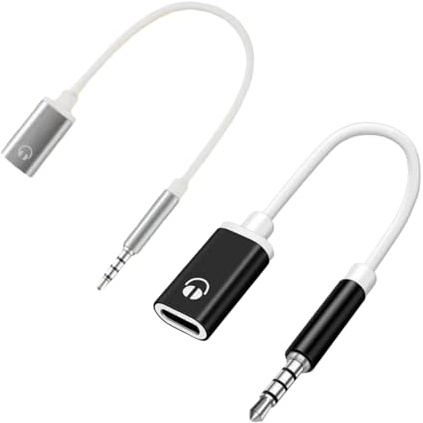 Clockjuan 2 Pcs 3.5mm Male to TypeC Female Audio Cable Cord, 3.5mm Analog Cable Type-C Converter Earphone Adapter Compatible with MP3 Players, Tablets, Smartphone, CD Players, Laptops