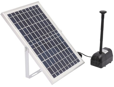 Solar Teichpumpe Solarwasserpumpe 10W für Gartenteiche Solarbetriebener Wasserpumpe Brunnen 35 * 23.5 * 1.7cm Solarpanel Max Wasserhöhe 1.5m, für Garten, Teich, Fisch Behälter