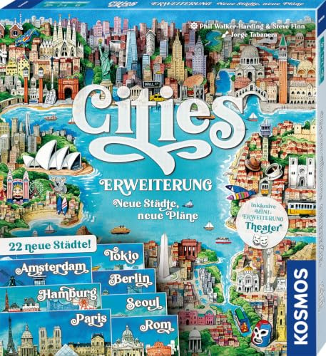 KOSMOS Cities, Erweiterung Neue Städte, mehr Varianz und Spieltiefe | Neue Pläne mit 22 neuen Städten, Brettspiel ab 10 Jahre, für 2-4 Personen