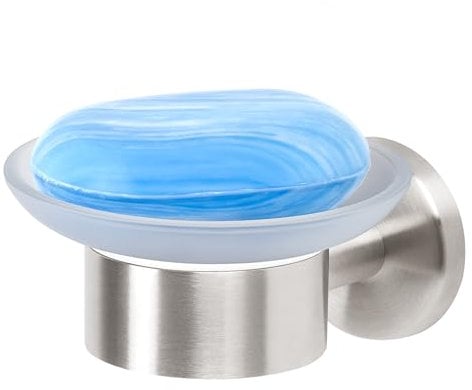 bremermann Bad-Serie Piazza - Seifenschale, ideal für Bad und Dusche, Seifenhalter aus Glas und Edelstahl, matt