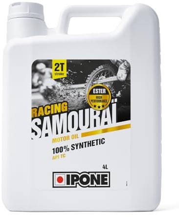 IPONE - Aceite Motor Moto 2 Tiempos Samourai Racing - 100% Sintético con Esteres - Alto Rendimiento - Bidón 4 litros