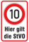 Schild Hier Gilt die StVO 10 kmh Fahren aus Aluminium-Verbundmaterial 3mm stark 20 x 30 cm
