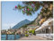 ARTLAND Wanddeko Leinwand Bilder Wandbild 120 x 90 cm Stadt Pier Promenade Restaurant See Gardasee Berge Südtirol Italien Q3BQ