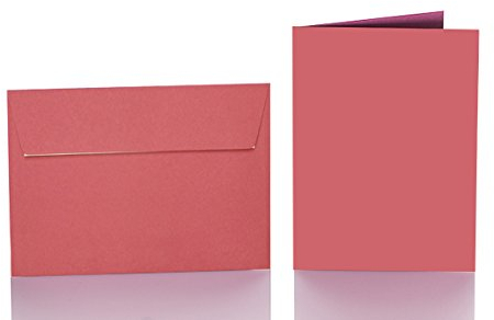 Paper24 25 Faltkarten blanko mit Umschlag 120x170 mm, Briefumschläge B6, Doppelkarten mit Umschlag sind ideal für Geburtstag in Purpur