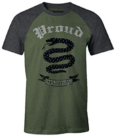 Cotton Division Harry Potter Herren T-Shirt Häuser Hufflepuff Ravenclaw Gryffindor Slytherin Flock Grau