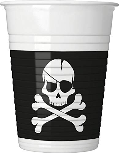 Procosia PR86881 Pappbecher Pirates Black Skull, mehrfarbig, 8 Stück
