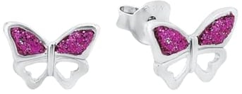 Amor Ohrstecker 925 Sterling Silber Mädchen Kinder Ohrschmuck, 0,7 cm, Silber, Schmetterling, Kommt in Schmuck Geschenk Box, 2021289