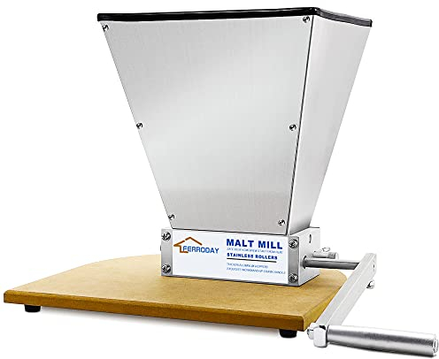 FERRODAY Malted Grain Mill Malt 2 Roller Stainless Steel Malt Crusher Heavy Duty Malt Mill Homebrew Grain Crusher Adjustable Barley Grinder Low Speed Drill Available Manual Malt Mill Malted Grain Mill