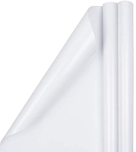 JAM PAPER Geschenkpapier - Glänzendes Geschenkpapier - 2,32 Sq M - Weiss - 2/Packung