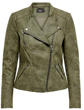 ONLY Onlava Faux Leather Biker OTW Noos Blouson Femme, Kalamata, 36