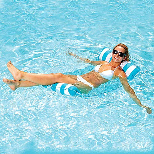 7WUNDERBAR hamac Gonflable à air Matelas à air Matelas de hamac Piscine Pliante lit Flottant canapé à Eau Piscine Salon Matelas de Bain lit Flottant pour Adultes (Bleu Clair)