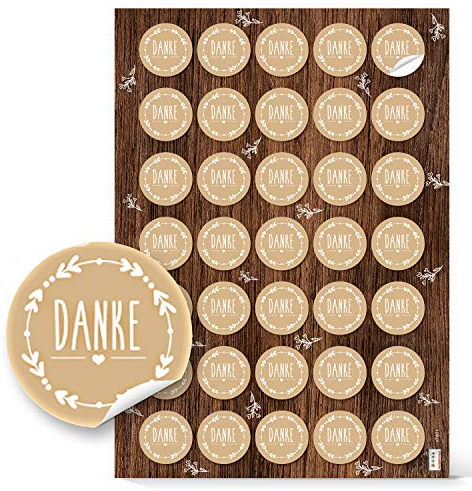 Logbuch-Verlag 35 Danke Aufkleber weiß beige natur Gäste Kunden Dankesgeschenk rund 3,2 cm alle Feste Wort Text