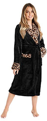 CityComfort Vestaglia Donna Invernale in Morbidissimo Pile (Nero, S)