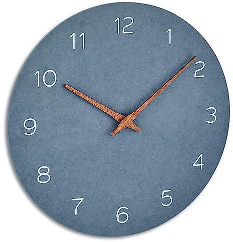 TFA Dostmann Analoge Wanduhr, 60.3054.06, mit Zeiger aus Holz, Quarzuhr, mit Langer Batterielaufzeit, taubenblau, MDF Holzfaser, (L) 297 x (B) 45 x (H) 297 mm