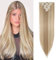TESS Clip in Extensions wie Echthaar Haarteil Ombre Kunsthaar günstig 8 Tressen 18 Clips Haarverlängerung Glatt 26(66cm)-140g Dunkellond/Blond