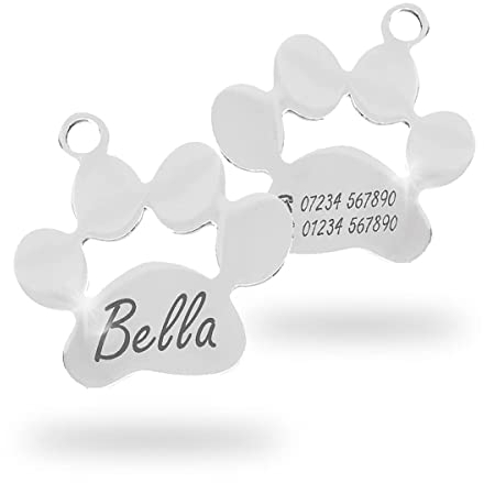 Chapa para Perro y Gato Personalizada - Ideal para Grabar su Nombre y tu Contacto - Placa Identificativa Hecha de Acero Inoxidable - Forma de Pata - Regalos Market