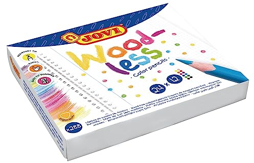Jovi Buntstifte Woodless, holzfrei, 3-kant Form, ab 3 Jahren, bruchsicher, Großpackung 288 Stück in 12 verschiedenen Farben