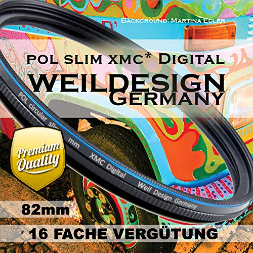 Polfilter POL 82mm Circular Slim XMC Digital weildesign Germany * Kräftigere Farben Frontgewinde 16 Fach vergütet Filterbox (Polarisationsfilter 82mm)