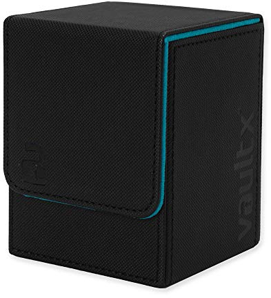 Vault X Scatola Deck Box Rigida per Carte da Gioco, 80+ Carte con Bustine, Materiale Exo-Tec, Contenitore per Carte da Collezione, Coperchio Magnetico, per MTG Commander, TCG (Nero/Blu elettrico)