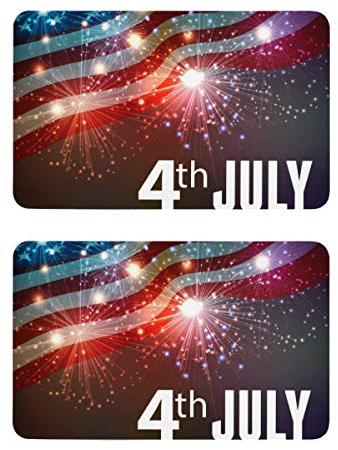 Mnsruu Fireworks Independence Day American Flag Refrigerator Magnets 2 Piece Decorative Fridge Whiteboard Kitchen Office Magnets